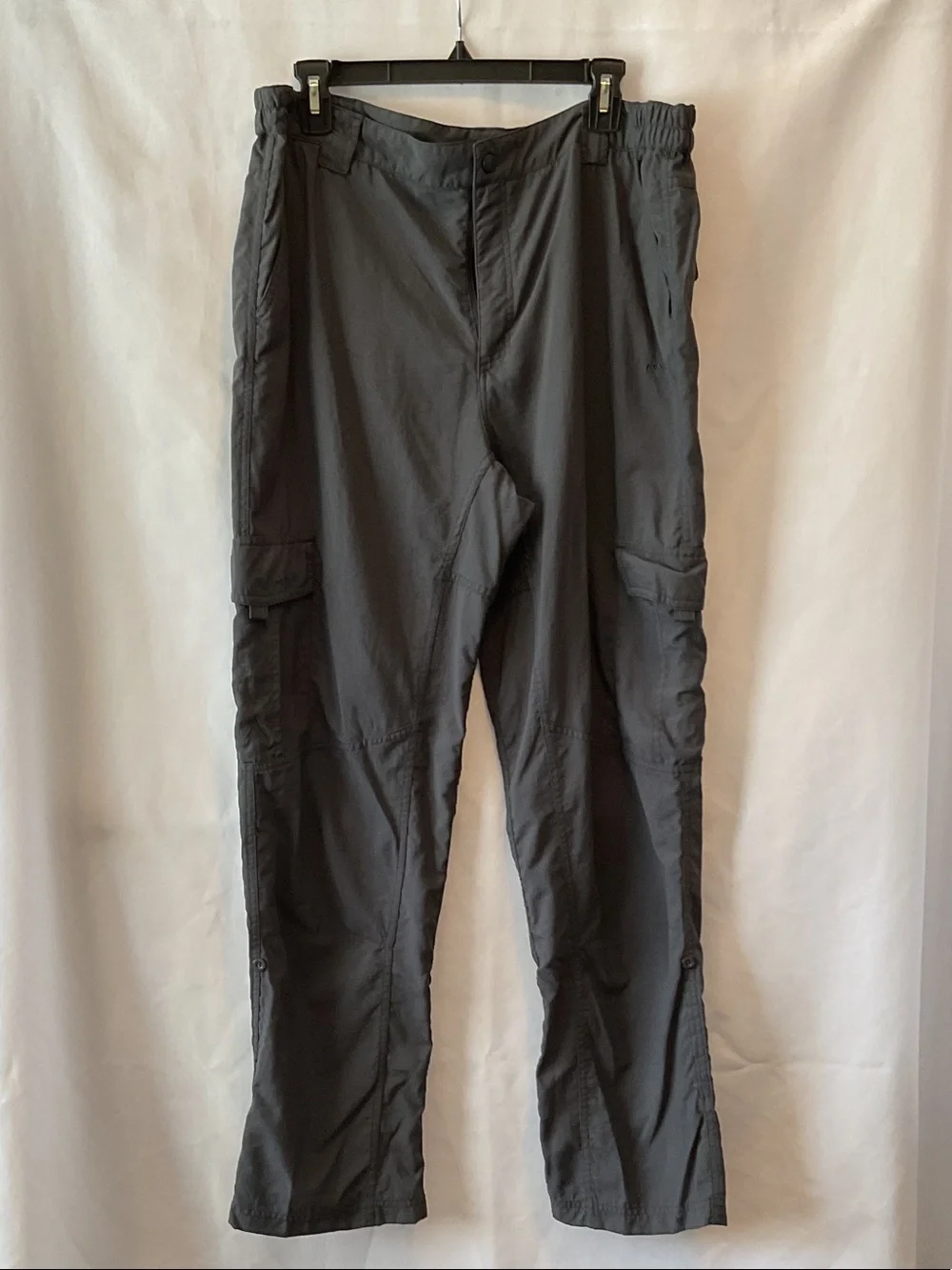 Men's Dark Gray Cargo Pants with Elastic Waist UPF 50 Adjustable Length